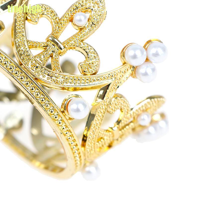 1 Vương Miện Pha Lê Và Trai Mini Trang Trí Bánh Kem