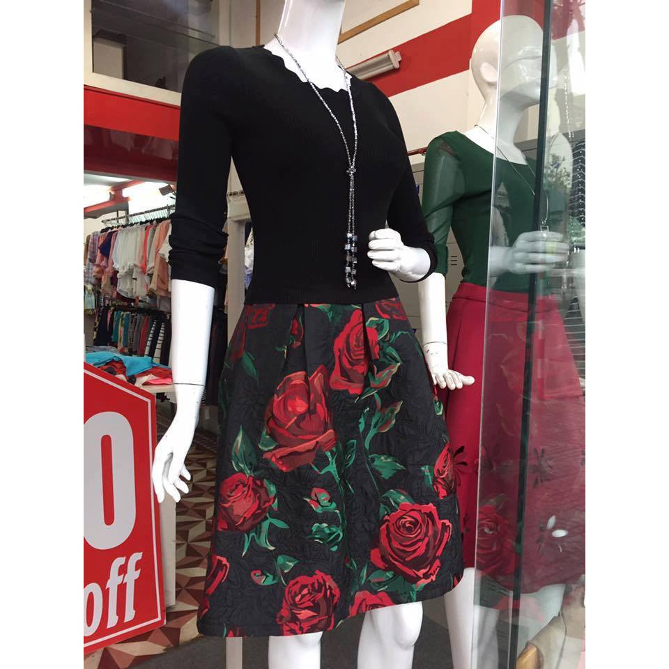 Đầm len phối gấm