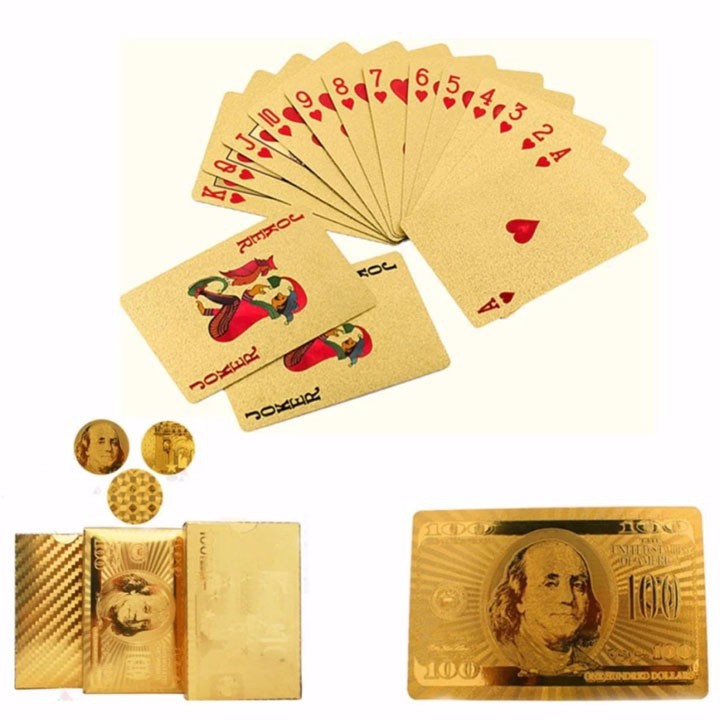 Bộ bài tây 52 lá mạ vàng 24k độc đáo cao cấp thiết kế chống cong vênh, không thấm nước Guty Kids