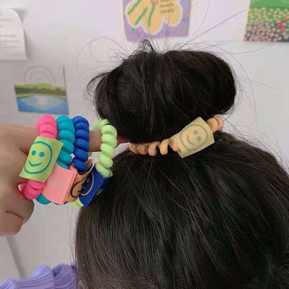 Dễ Thương Dây Buộc Tóc Bằng Nhựa Họa Tiết Mặt Cười Màu Kẹo Phong Cách Hàn Quốc Cho Nữ