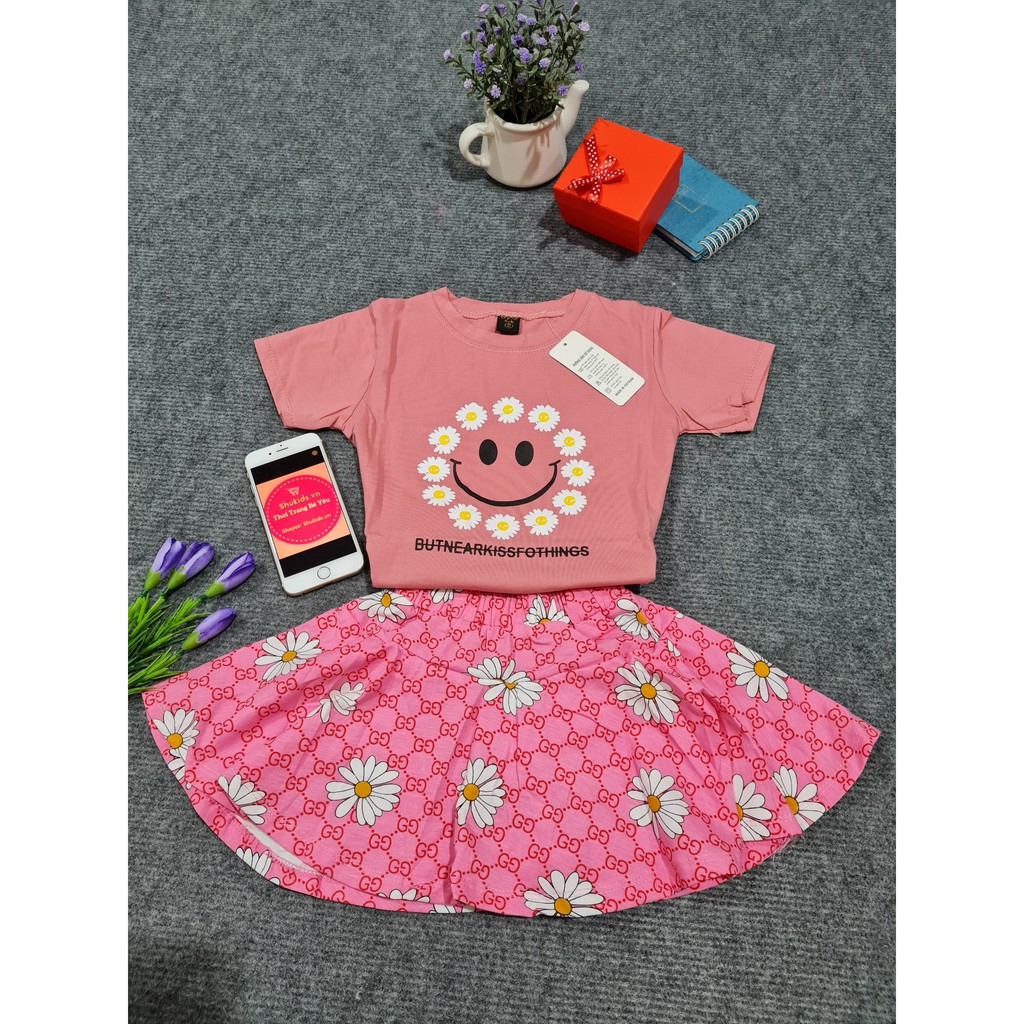 Set chân váy hoa cúc_set thời trang bé gái_{Ảnh thật shop tự chụp}_Set bộ bé gái