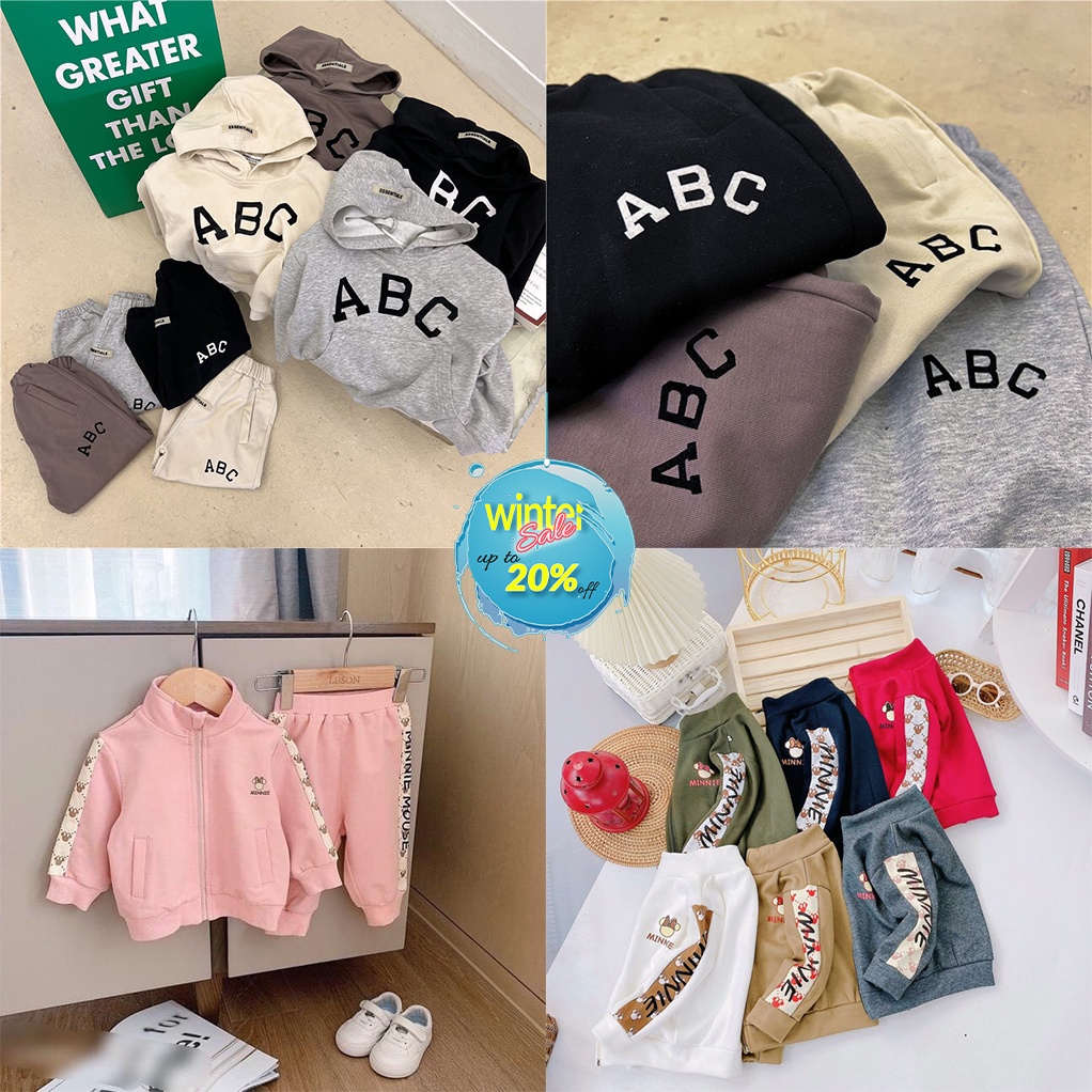 Bộ Nỉ Lót Lông hàng đẹp  Bé Trai / Bé Gái 9-20 kg QATE 408