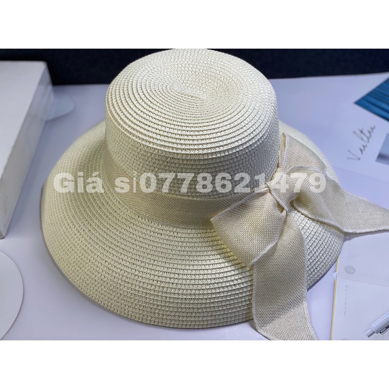 Mũ cói dây lồng đèn cột nơ du lịch đi biển thời trang nữ