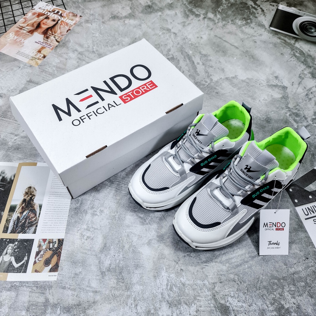 Giày Thể Thao Nam MENDO - Giày Sneaker Màu Xám - Đen Viền Xám, Giày Thể Thao Unisex Dễ Phối Đồ - G5251