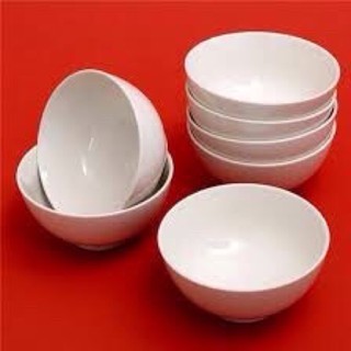 Sét 5 Bát ăn cơm sứ trắng mộc dày