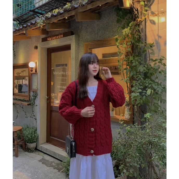 Áo CARDIGAN LEN TRƠN HAI MÀU ULZZANG FREESIZE