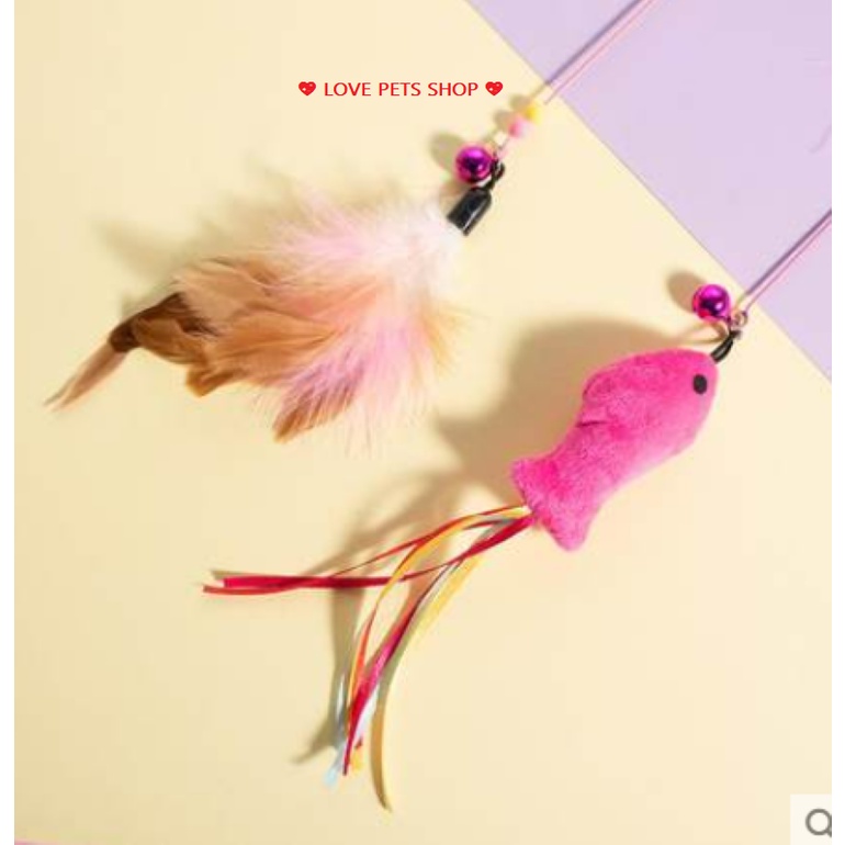 CẦN CÂU MÈO, QUE TRÊU MÈO GẮN LÔNG VŨ VÀ CÁC CON VẬT - LOVE PETS SHOP