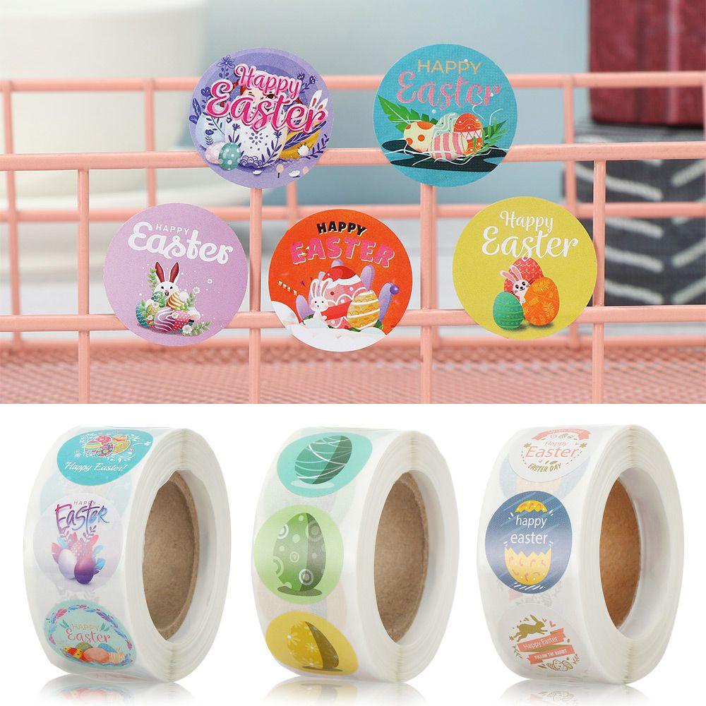 Cuộn 500 Nhãn Dán Hình Tròn Trang Trí Cửa Sổ Phục Sinh DIY LAYOR1