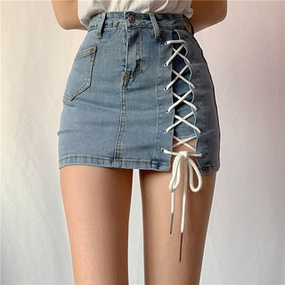 Chân váy Jeans lưng cao quyến rũ cho nữ