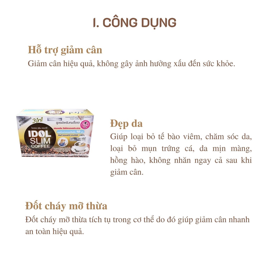 Cà phê Idol Slim+ giảm cân, giảm mỡ cấp tốc an toàn và hiệu quả (1 hộp 10 gói ) - Sản phẩm chính hãng Thái Lan