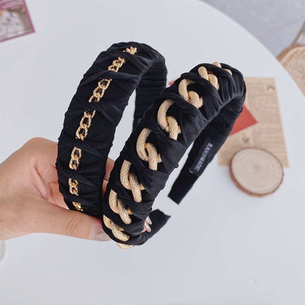FORBETTER Headwear Chain Headband Fashion Women Turban Hair Accessories Knotted Women Braided Korean Metal Chain Vintage Head Hoop