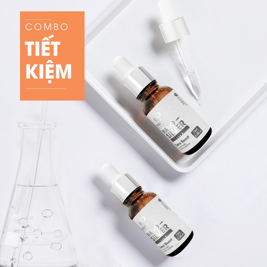 Combo 2 chai Tinh chất Nano bạc nguyên chất diệt khuẩn - Bạc tương (Ag) - 15ml