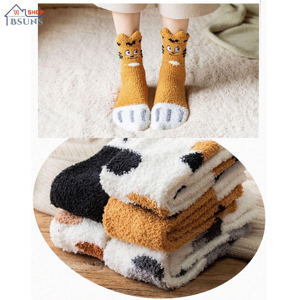 Vớ nhung cashmere dày mềm mại hình bàn chân giữ ấm mùa đông giáng sinh cho giường ngủ/ trượt ván