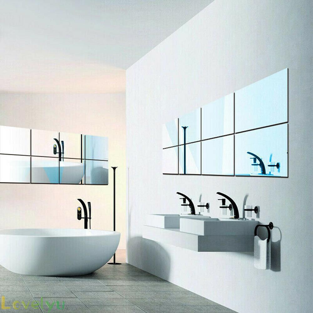 16 Miếng Gương Dán Tường Hình Vuông 15cm