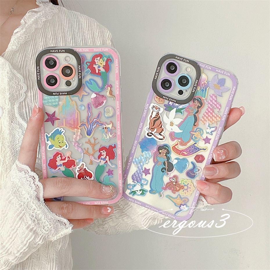 Ốp Điện Thoại Mềm Họa Tiết Công Chúa Hoạt Hình Cho iPhone 14 13 12 11 Pro Max SE2020 X XR Xs Max 7 8 6 6s Plus