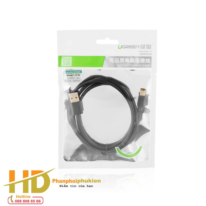 Cáp USB 2.0 to USB Mini 3m mạ vàng Chính hãng Ugreen 10386 UG-10386