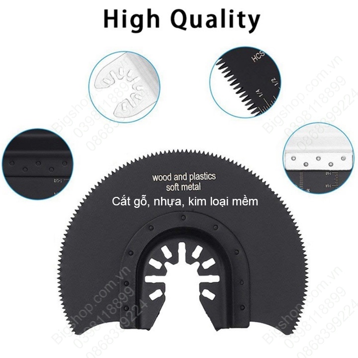 Lưỡi cắt gỗ, ống nhựa hình bán nguyệt đường kính D88mm dùng cho máy cắt rung