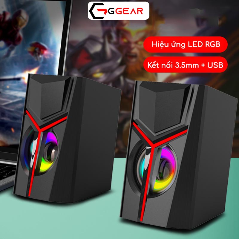 Loa máy tính gaming LED Ggear Bonks DX19 loa vi tính mini để bàn led siêu bass cho laptop pc điện thoại smartphone tv