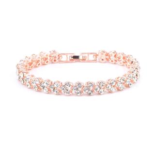 Fashionable Female Rose Gold Plated Bracelet With Stone Applique