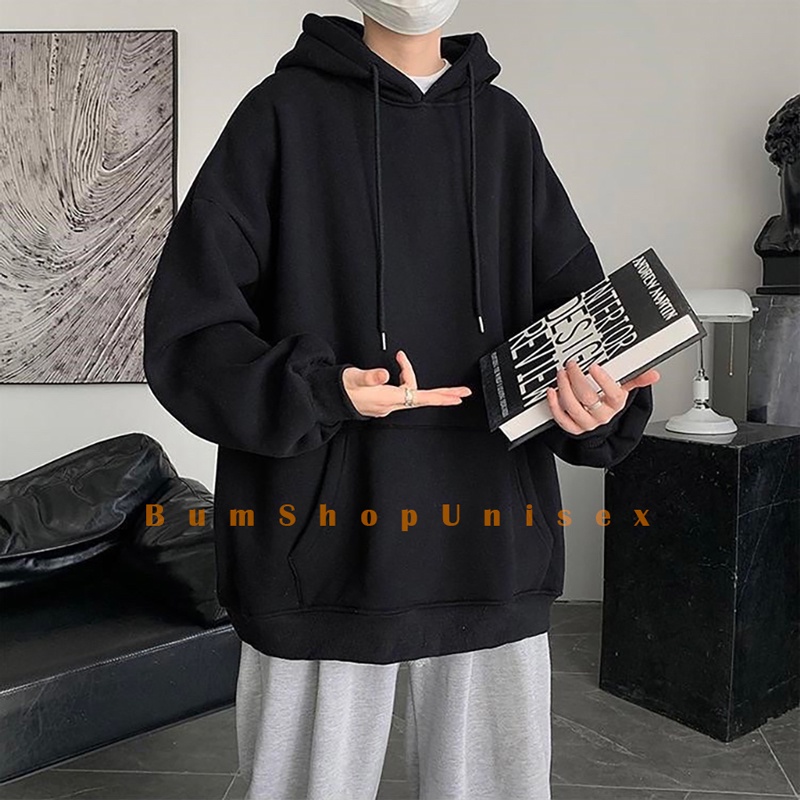 11+ Màu | Áo Khoác Hoodie Trơn Nam Nữ Form Rộng Unisex  -  Có Bigsize [40 - 90kg] - Chất Nỉ Bông Mềm Xốp Dày Dạn