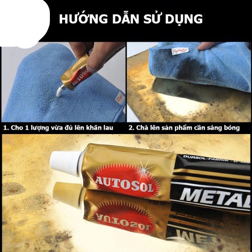 Kem đánh bóng kim loại Autosol Metal Polish 50g đánh bóng đồng, nhôm, inox, xe máy, ô tô, viền điện thoại, dây đồng hồ