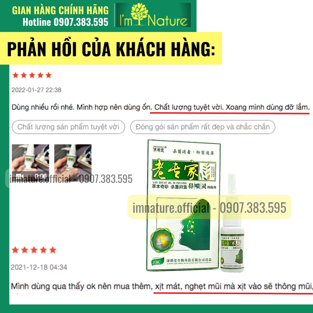 Xịt Xoang Mũi Hỗ Trợ Dứt Điểm Xoang Cấp Và Mãn Tính Nội Địa Trung JIMINGTANG 20ml