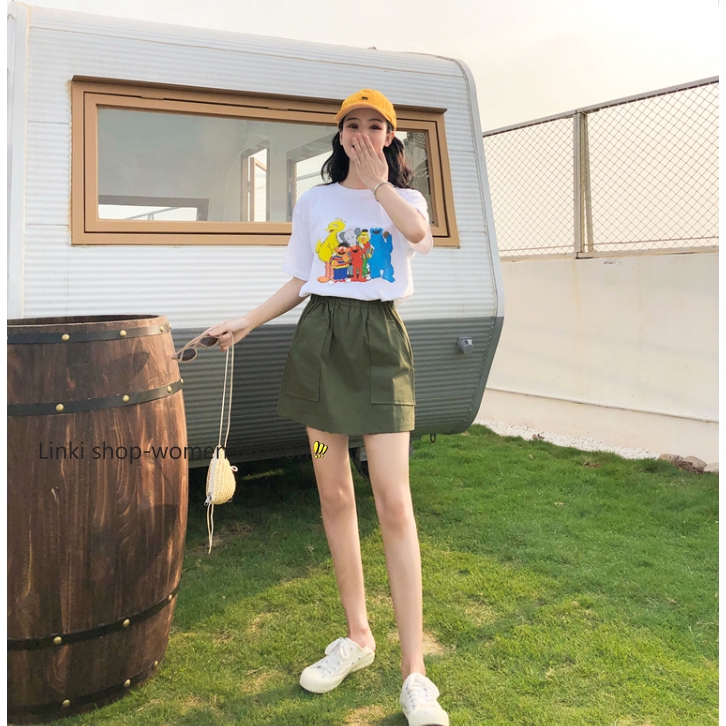 Chân váy mini eo cao màu trơn giản dị phong cách Hàn Quốc | BigBuy360 - bigbuy360.vn