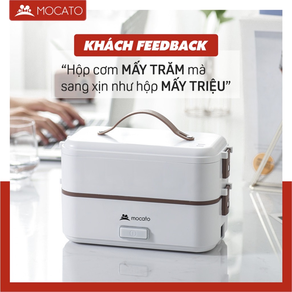 Hộp cơm cắm điện Mocato M601 inox 304 cao cấp, nồi nấu đựng cơm 2 tầng tự sôi mini văn phòng hâm nóng giữ nhiệt đa năng