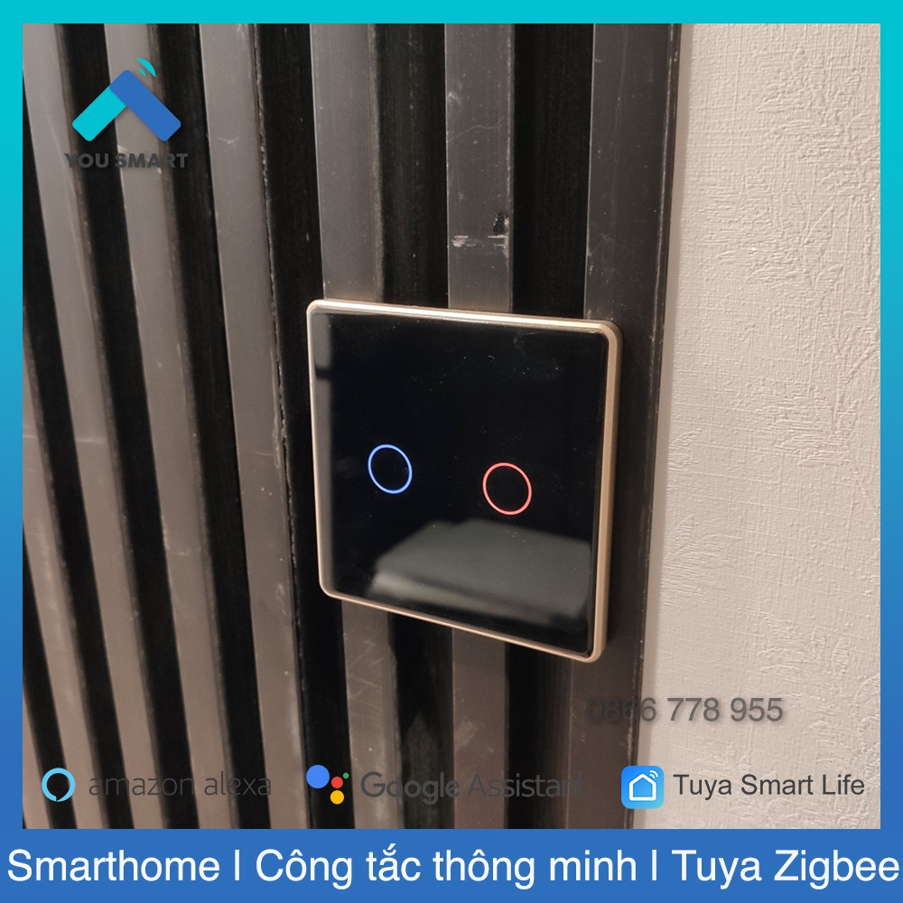 [Cao Cấp] Công Tắc Thông Minh Zigbee VUÔNG Viền Nhôm/Nút Lõm 1-2-3-4 Nút - Cần hub Zigbee và dây nguội N