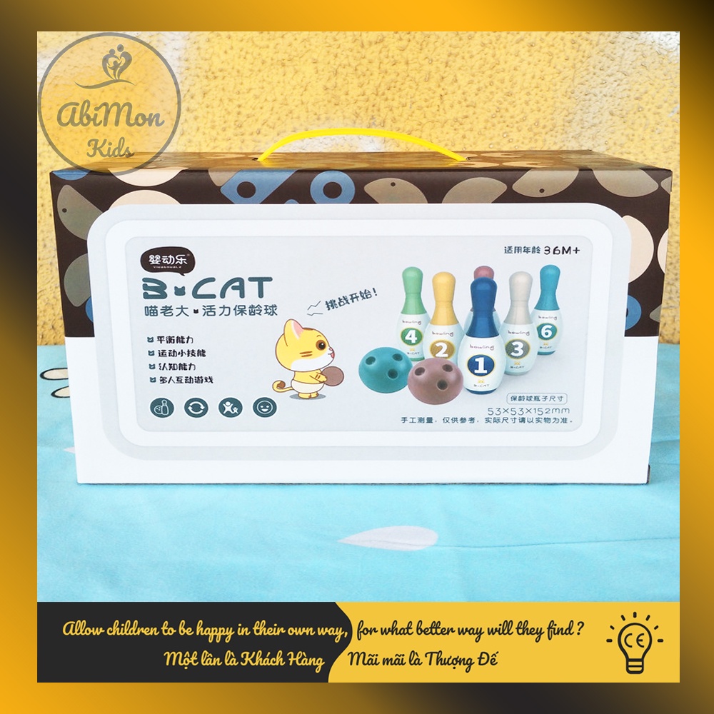 Đồ Chơi Ném Bóng Bowling Cho Bé (2 bóng) ☘️ Montessori cao cấp ✨ Đồ chơi Gỗ - Giáo Dục - An toàn - Thông minh