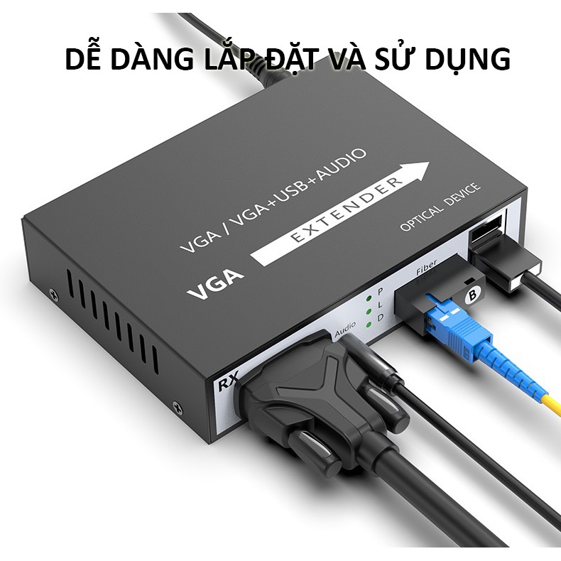 [Mã 151ELSALE hoàn 7% đơn 300K] Bộ Kéo Dài VGA Và USB Qua Dây Quang Xa 20KM