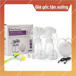 Máy hút sữa điện đôi Real Bubee Đài Loan tặng kèm tưa lưỡi cho bé