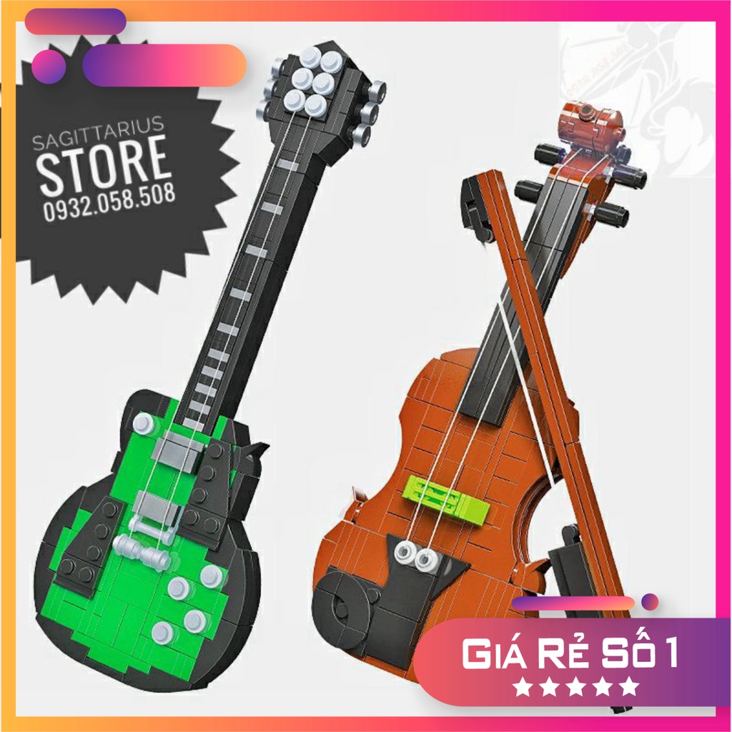 Combo Lego Jiestar Lắp Ráp Đàn Violin & Đàn Ghita Điện Tử ( Có Bán Lẻ ) [Hàng Có Sẵn]