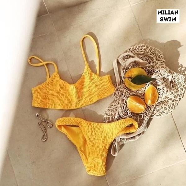 Bikini smoked hai mảnh vải nhún - 𝙇𝙄𝙇𝘼𝘾 𝙗𝙞𝙠𝙞𝙣𝙞