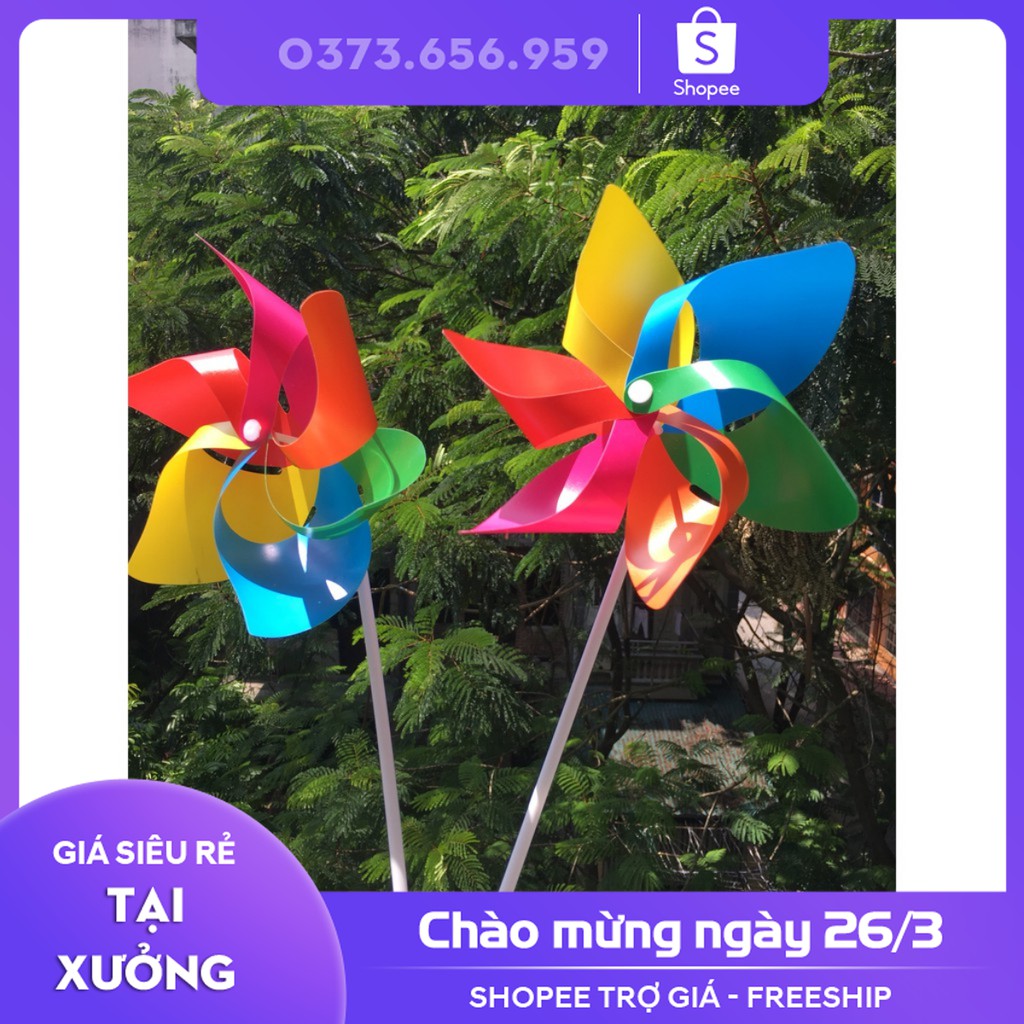 Combo 100 chiếc chong chóng trang trí ngoài trời ở Hà Nội, Bán chong chóng hoa 6 màu trang trí ngoài trời