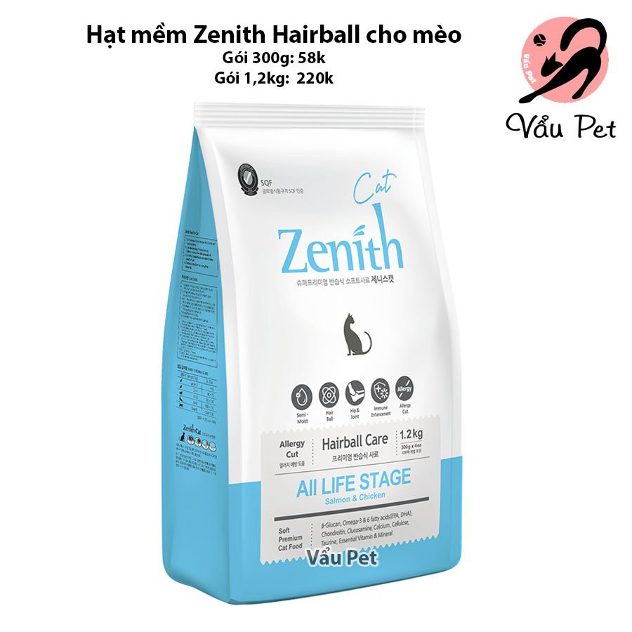 Hạt mềm tiêu búi lông Zenith Hairball Dành cho mèo [Gói lẻ 300g]