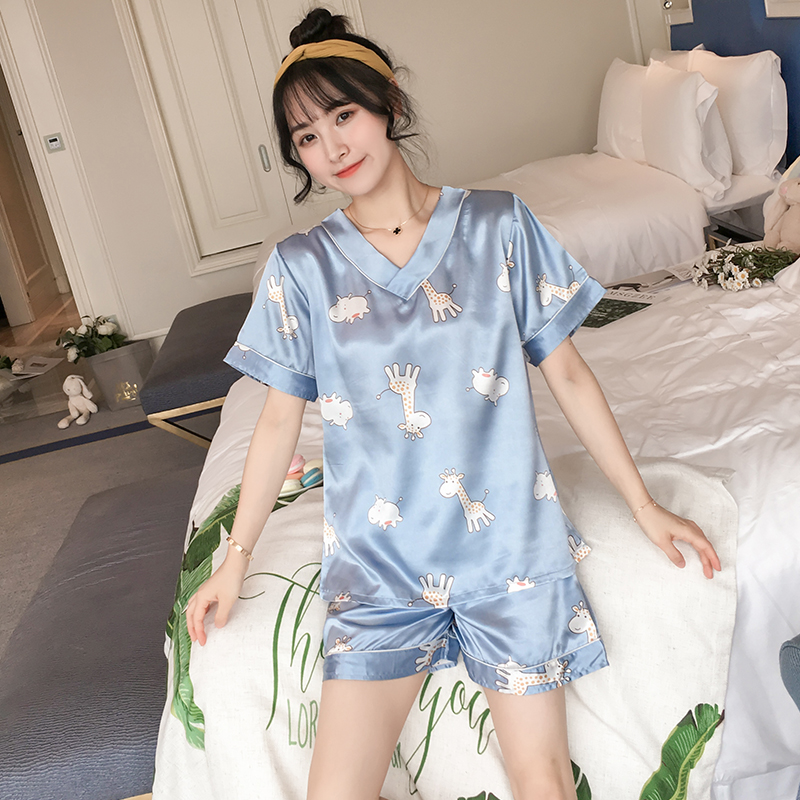 Bộ Đồ Ngủ Vải Lụa Satin In Họa Tiết Trái Cây Phong Cách Hàn Quốc Cho Nữ Size M-5Xl