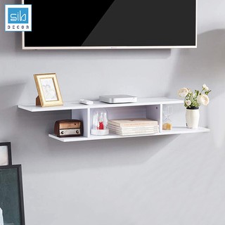 Kệ Gỗ Trang Trí Tivi Treo Tường SIB Decor, Thiết Kế Đơn Giản Với 02 Lỗ Luồn Dây Điện Nắp Kim Loại Cao Cấp