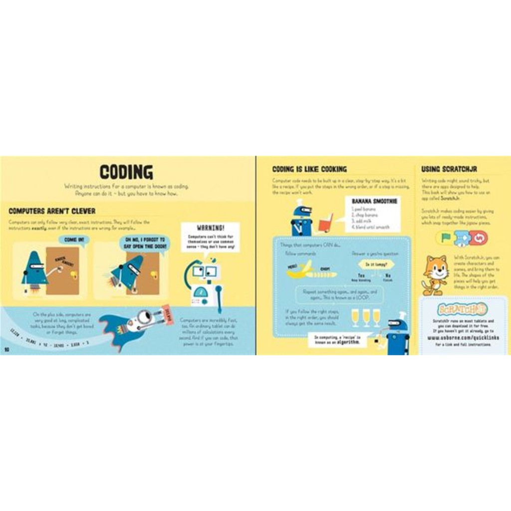 Sách Usborne khoa học cho bé 6-8 tuổi My First Computer Coding Book Using ScratchJr