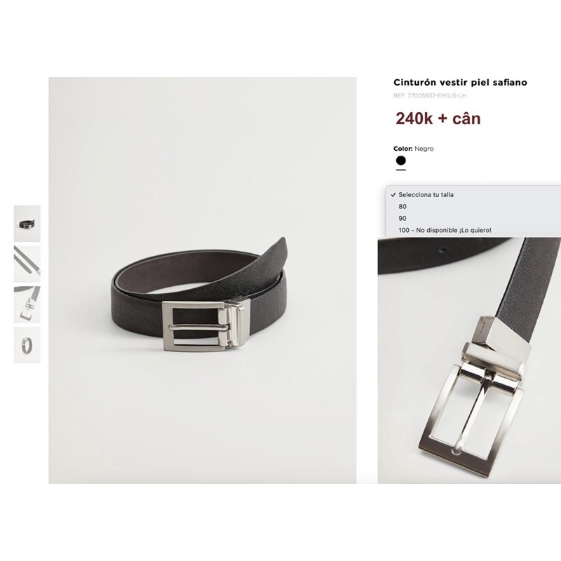 Thắt lưng nam hàng hiệu Mango