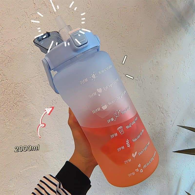 Bình Nước 2L Chia Vạch Nhắc Uống Nước Mỗi Ngày Dễ Thương nhựa PP