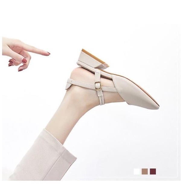 Giày cao gót bít mũi, giày búp bê 4 cm phong cách Vintage - Youmei Store D02
