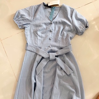 Đầm xoè nút bọc cao cấp