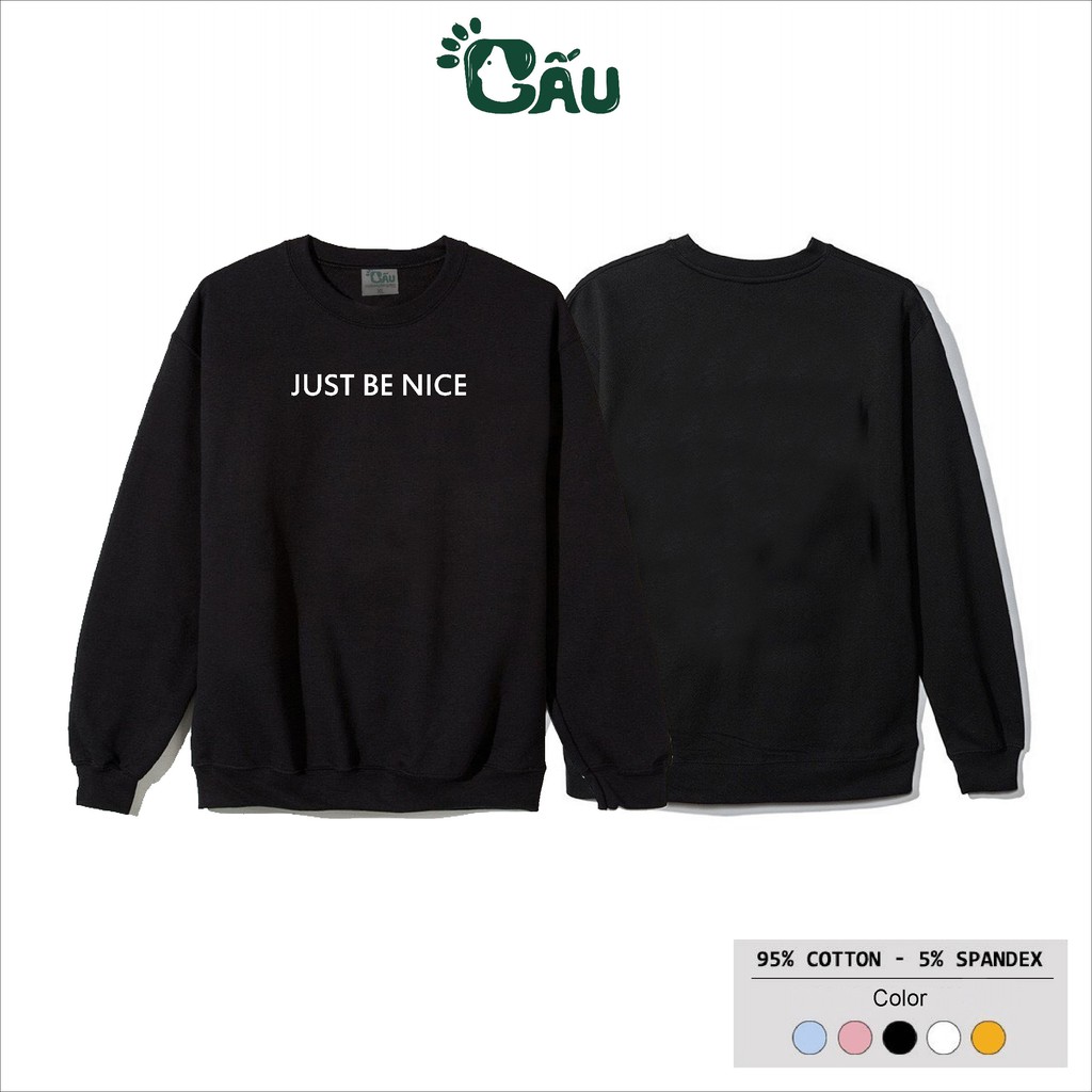 Áo sweater GẤU 194 vải thu đông co dãn, dày dặn mềm mịn form rộng phong cách Unisex - JUST BE NICE | BigBuy360 - bigbuy360.vn