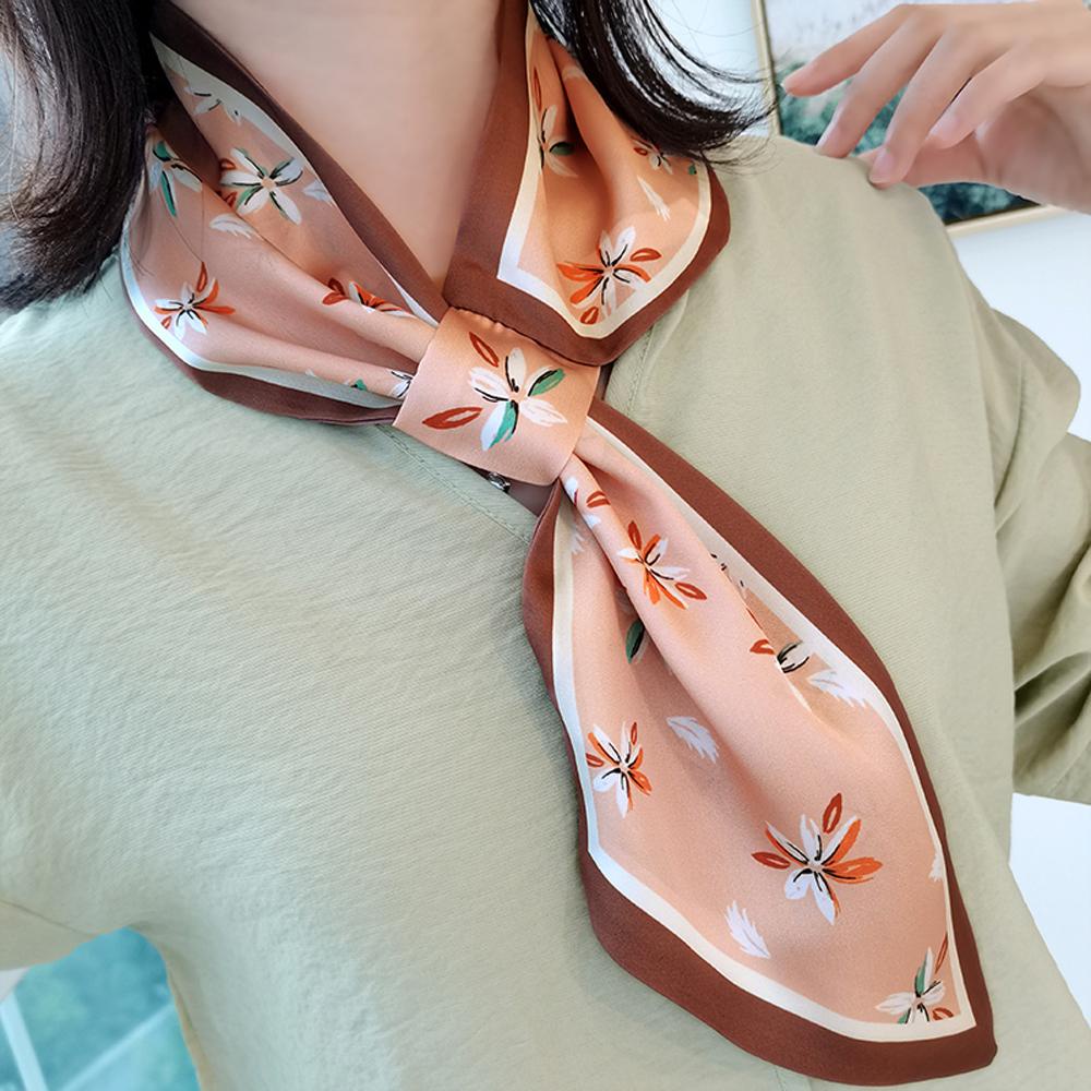 Vanes1 Khăn Choàng Lụa Satin In Hoa Đa Màu Sắc Phong Cách Hàn Quốc