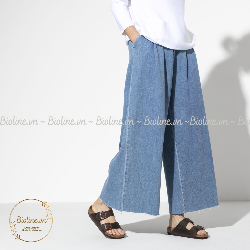 DA BÒ THẬT Dép Đế Trấu Da Bò, Dép birken quai ngang Sandal Birken dép trấu unisex chính hãng Bioline mã D01