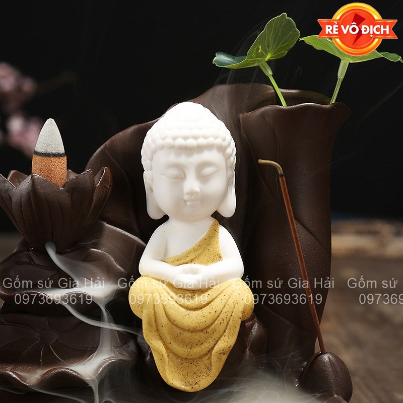 Thác khói trầm hương Phật Thích Ca Toạ Đài Sen