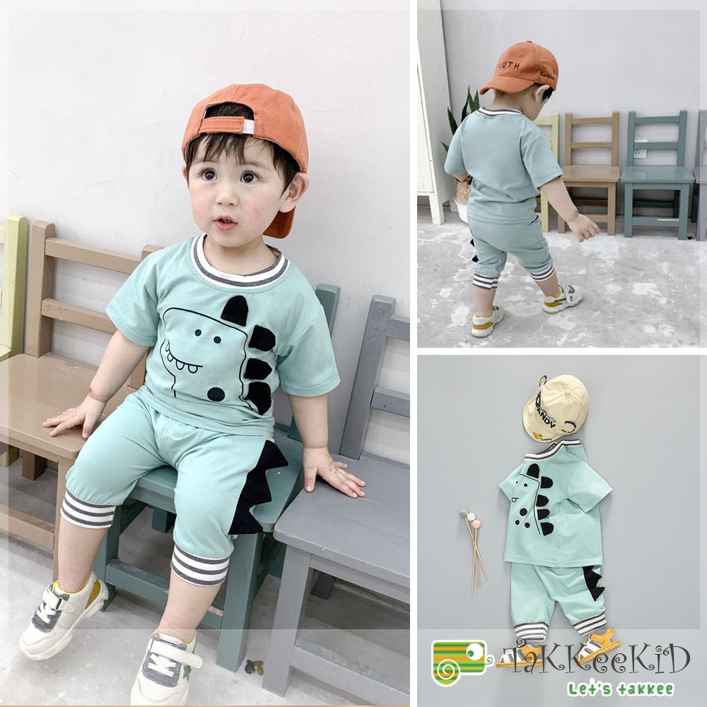 Bộ Cotton Hè Bé Trai Họa Tiết Khủng Long Thời Trang Cao Cấp