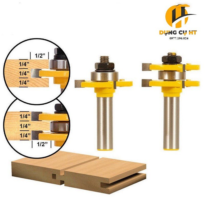 Mũi phay gỗ - Mũi soi ghép ván sàn cốt 12ly7 dùng cho ván dày 13-19mm