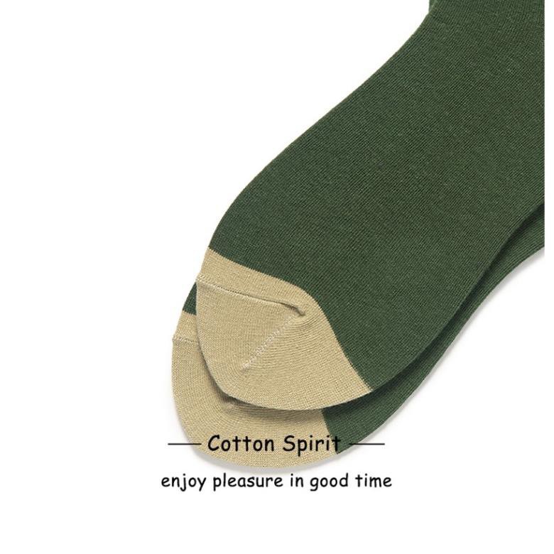 Tất Nữ Cổ Cao Cotton Màu Xanh Lá Retro Phong Cách Nhật Bản Vớ Nữ Cổ Cao Xuân Thu Ulzzang Hot Trend